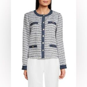 Sioni Denim Trim Tweed Jacket Sz Large